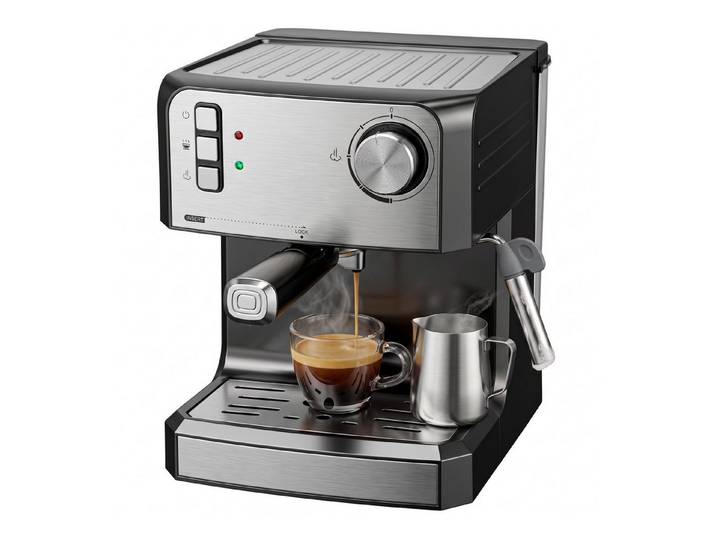 Fyrove Espressomaschine, 1,6L Wassertank, Schwarz, für Latte & Cappuccino