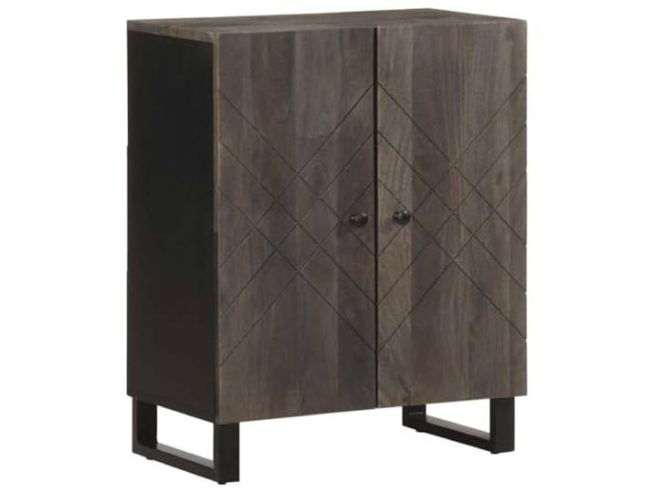 RJPLMFV Anrichte 3-teilig aus massivem Mangoholz, Schwarz, 60 x 33 x 75 cm Aufbewahrungsschrank mit Metallbeinen, geschlossener Tür, großzügiger Raum, langlebiges tropisches Holz