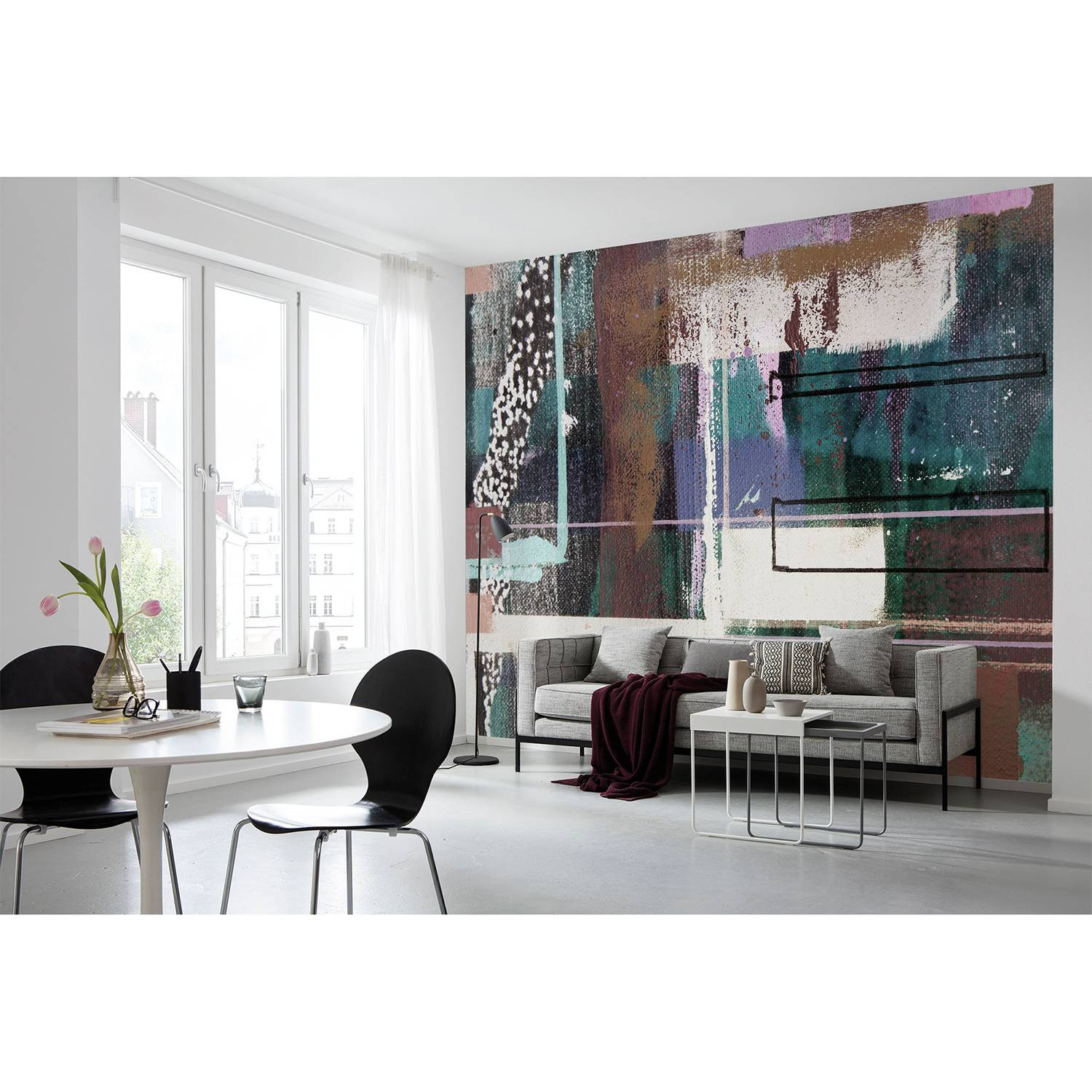 home24 Fotobehang Liquids Dripping Abstract Multicolour B: 500 cm, H: 280 cm