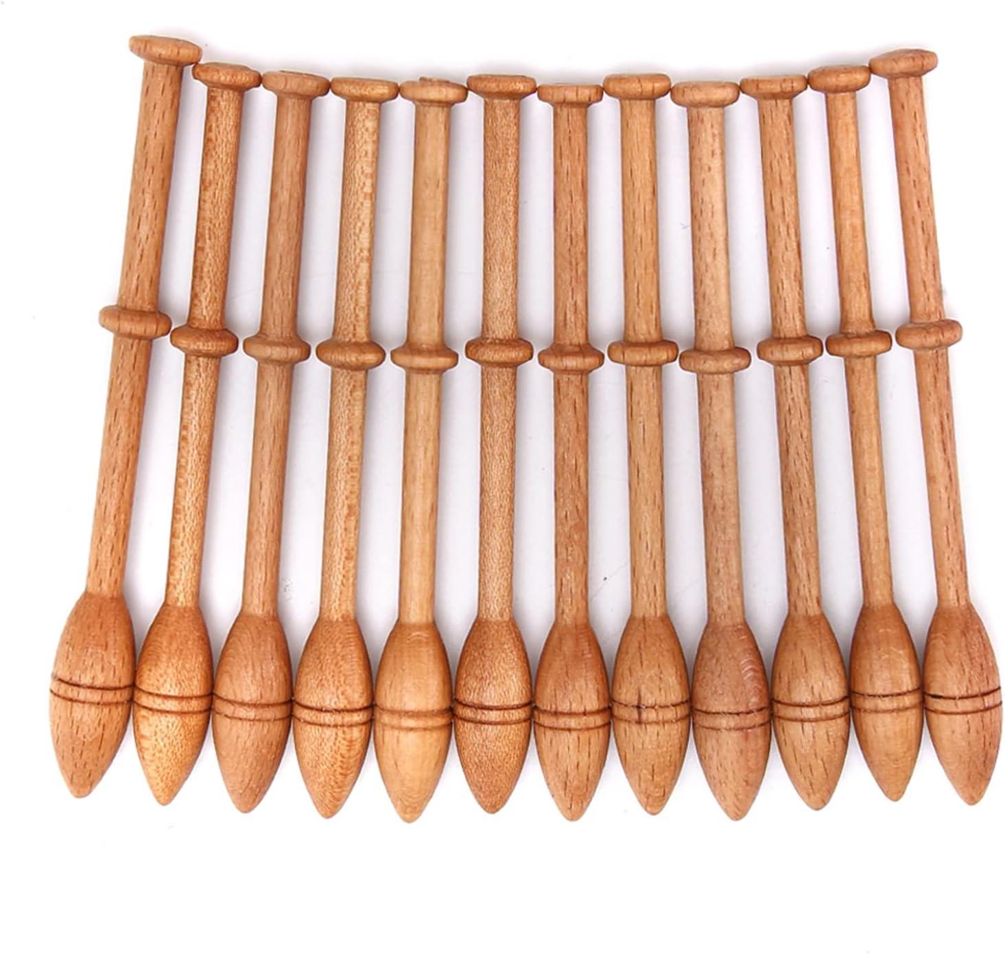 12pcs Spitzenspannung Holz Antike Vintage Französische Handwerkshandwerk Gedrehte Holzwebwerkzeuge