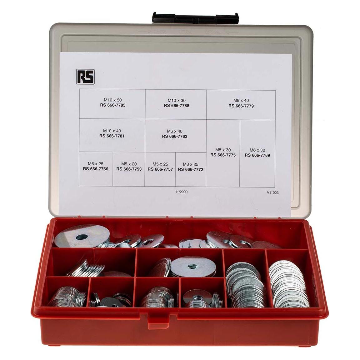 RS PRO Unterlegscheiben Satz BZP Stahl (M10, M5, M6, M8) (6879868)