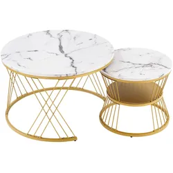 COUCHTISCH Nesting 2er-Set in Weiß Marmor-Optik
