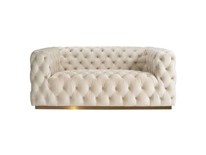 Frankfurt 2-Sitzer Sofa - Kreideweiß – Basis Messing