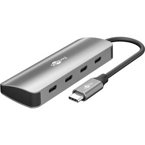 Goobay USB-Hub 76565, grau, mit Metallgehäuse, 4 USB 3.1 Ports, Anschluss-Stecker USB-C