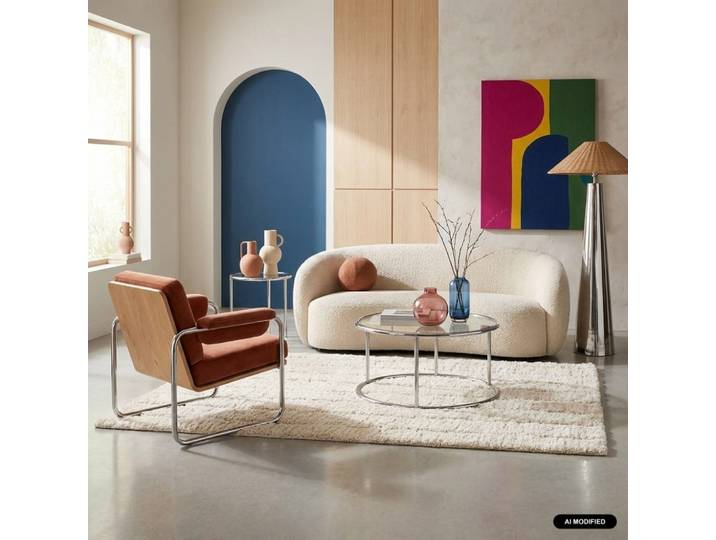 Tapis intérieur motif linéaire crème 160x230cm