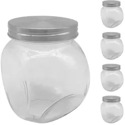Relaxdays Bonbonglas 5er Set 650 ml Silber,Transparent