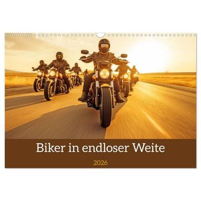 Biker in unendlicher Weite (Wandkalender 2026 DIN A3 quer), CALVENDO Monatskalender