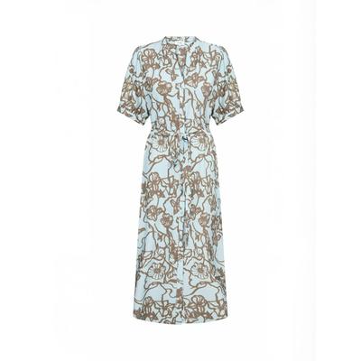 Maxikleid LEVETE ROOM "Levete Room Dress LR-RYA", Damen, Gr. M, Normalgrößen, braun (6050c, ice water combi), Obermaterial: 88% Viskose, 12% Polyamid, Kleider Maxikleid