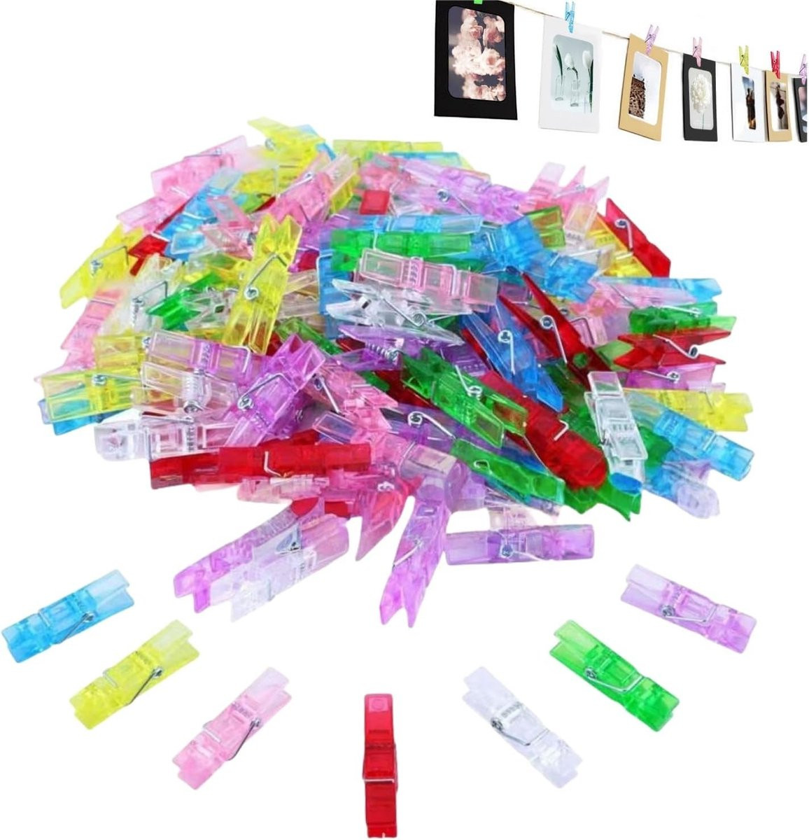 100 stuks transparante mini clips voor foto's en decoratie