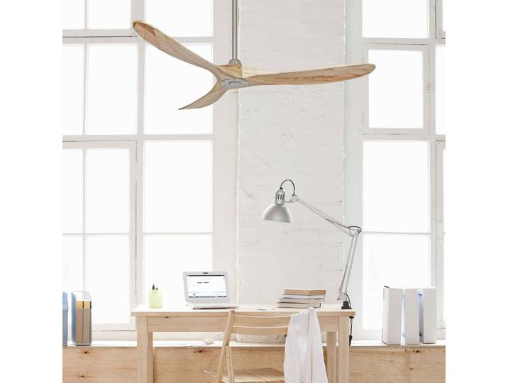 GENUINO Deckenventilator chrom/holz hell 152cm - CasaFan - Wohnzimmer - Modern