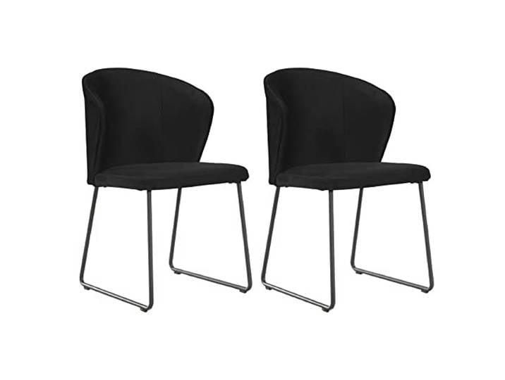 Soof&Tess – 2er-Set – Esszimmerstuhl Amalfi – Schwarz – Samt – Industriell – Mit Armlehne – Leicht zu reinigende Stoffe – Hohe Qualität
