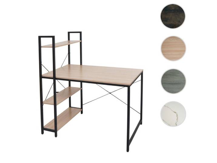 MCW Bureau avec étagère MCW-K81 100x60cm métal aspect marbre blanc