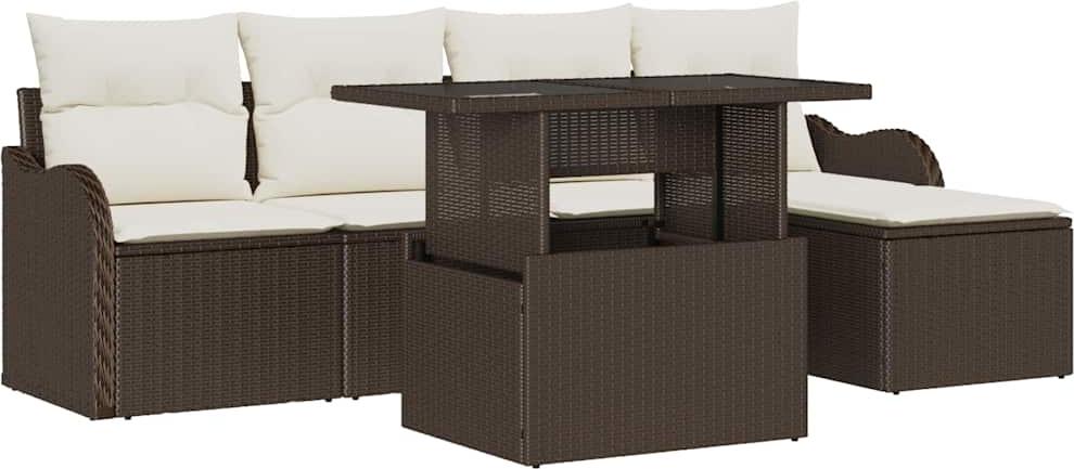 vidaXL Gartensofa-set 6 stk. Braun [Synthetisch]: Polyrattan