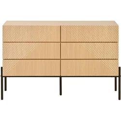 SIDEBOARD natur 3D struktur 6 schubladen 115cm