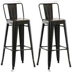 Décoshop26 - Set aus 2 industriellen Barhockern aus Metall mit Fußstütze Farbe: Antikschwarz TDB10136