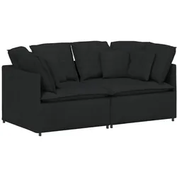 vidaXL Modulares Sofa mit Kissen Stoff Schwarz