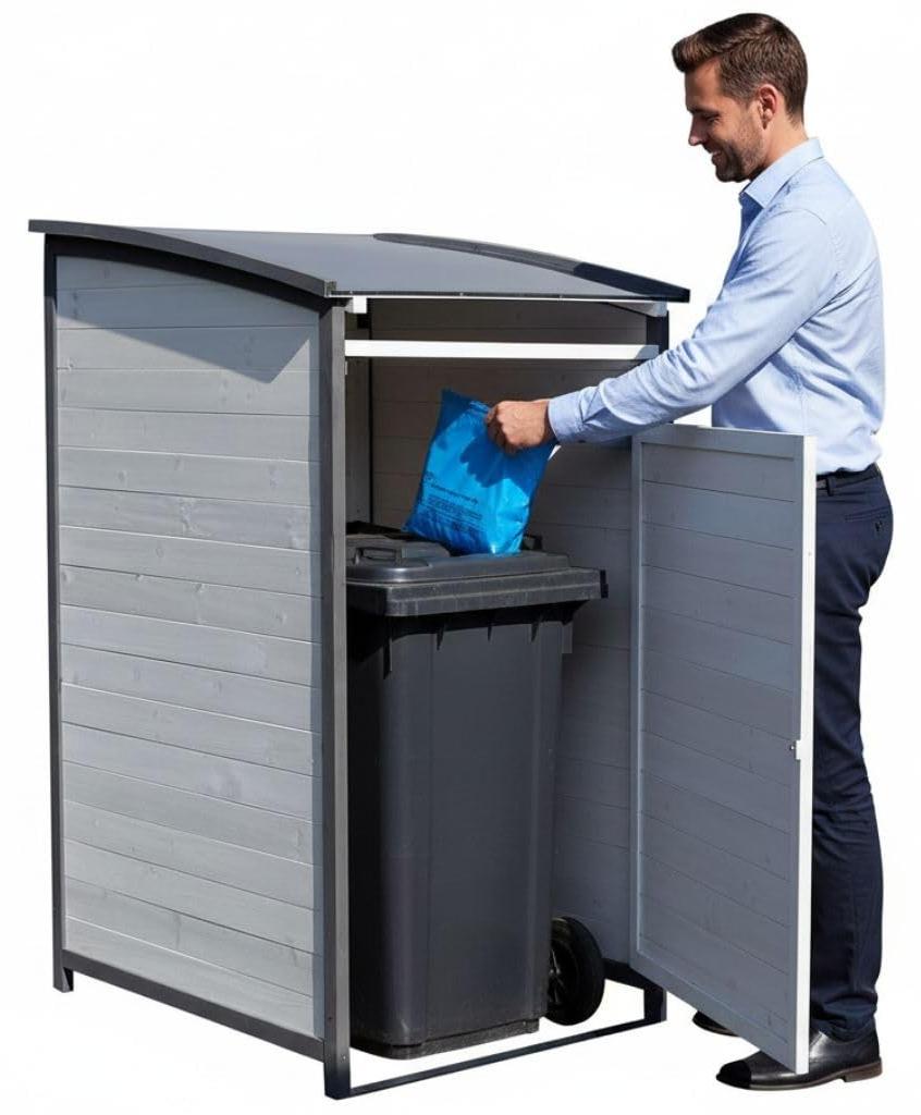 Holzabfallcontainer Box 120 Liter mit Rückwand
