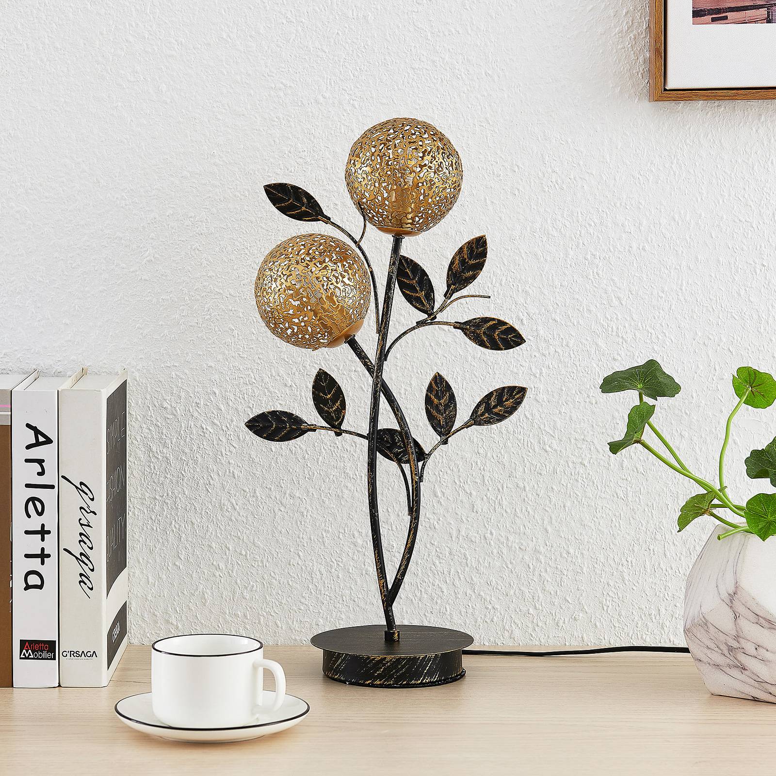 Table Lamp Evory Lucande, Black, Living / Dining Room, metal, Florentine, Table Lamp