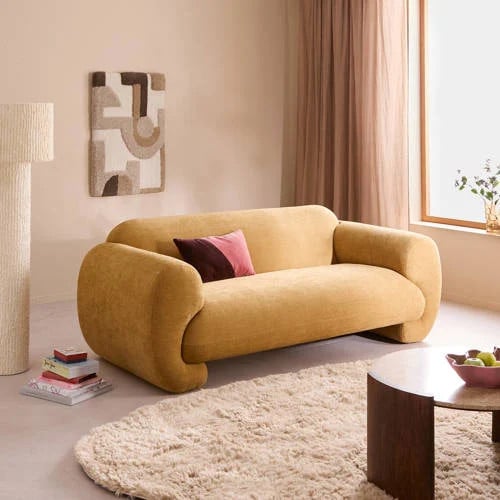NOUS Living 2-zitsbank Perrie - okergeel