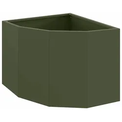 Helloshop26 - Moderne Outdoor-Eckpflanzgefäß 45 x 45 x 35 cm optimiert für Ecken aus olivgrünem Stahl