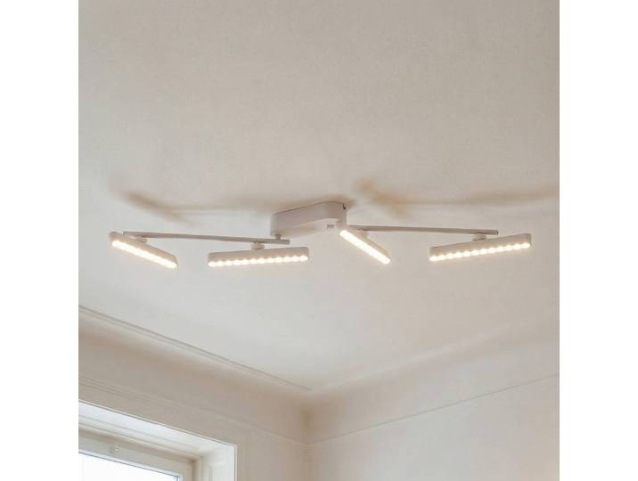 Lindby LED-Strahler Eldrin, weiß, 4-flg., Lichtpunkte Eldrin Lindby, dimmbar, weiß / opal, für Wohn- / Esszimmer, Metall, Modern