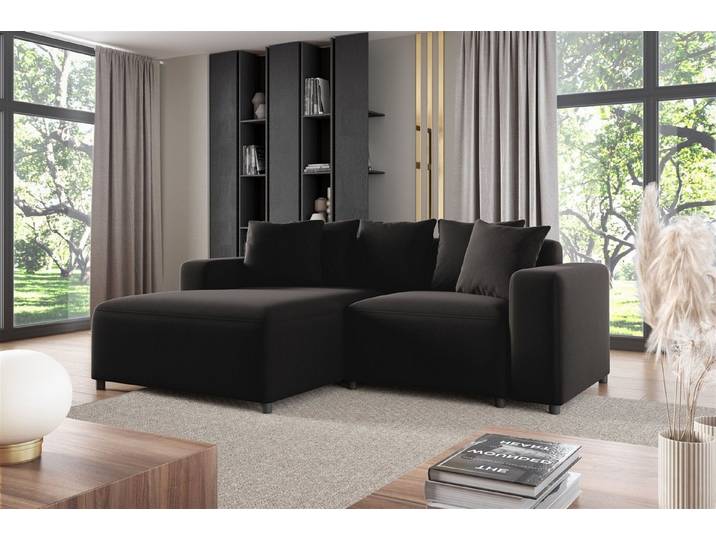 Fun Möbel Ecksofa Designersofa MEGAN XS Velourstoff Salvador, ink. 5 Zierkissen, Rundumbezug