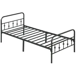 Metallbettgestell 90x200 cm klappbar stabil geräuschlos platzsparend mit Stauraum modernes Schlafzimmerbett Schwarz