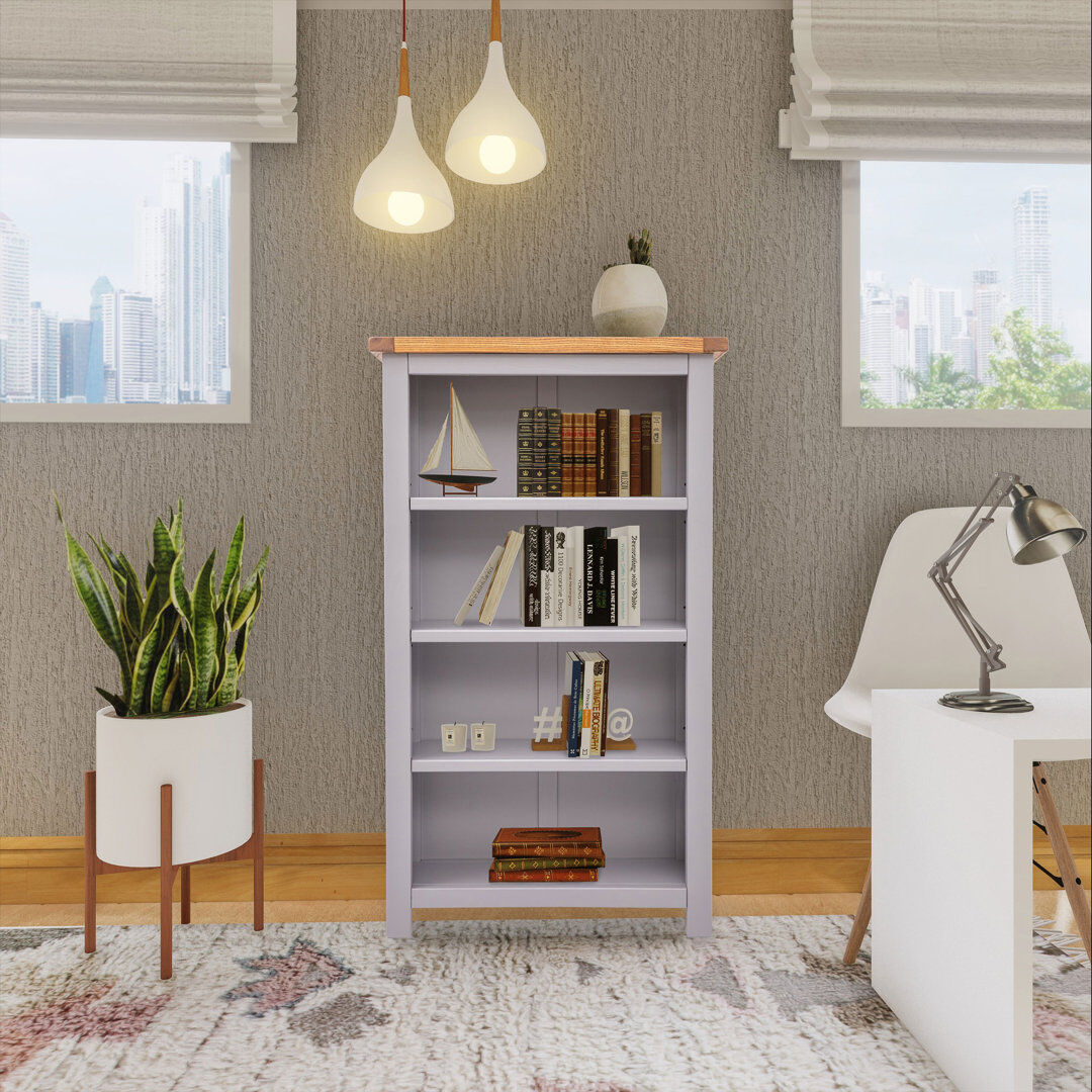 Three Posts Venice 120cm H Standard Bookcase Grey (4 Shelves) 120cm H x 70cm W x 25cm D