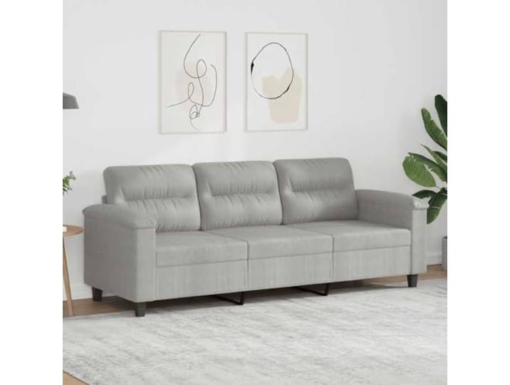 HEFZGDB 3-Sitzer Sofa Hellgrau 180 cm Langlebiges Mikrofasergewebe Modernes Design Metallgestell Bequeme Polsterung Stabiles Wohnzimmer Sofa