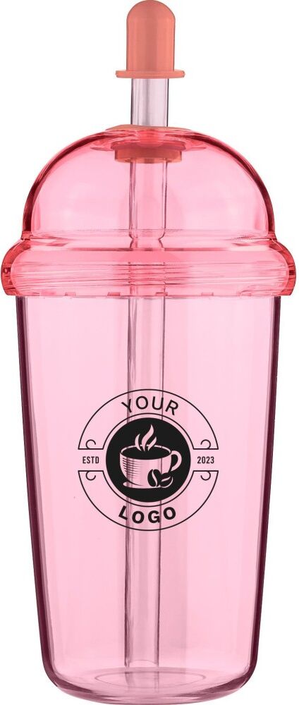 Mug de voyage personnalisé en PET 500 ml Glow rose