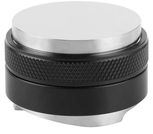 Espresso-tamper van roestvrij staal met dubbele kop en verstelbare diepte, 51 mm, zwart