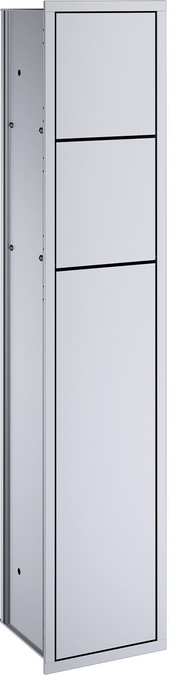 Emco Asis 978305052 Modules toilettes, version encastrable, Porte papier réserve, Porte papier, porte-balai de WC, aluminium/aluminium