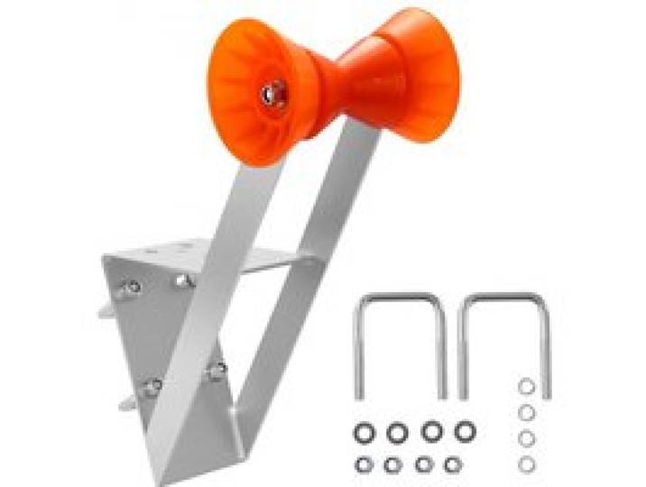 VEVOR Bootsanhänger-Sitz mit Rolle, 50,8–76,2 mm Windenpfosten, Windstand mit orangefarbener TPU-Rolle & U-Bolzen, geeignet für Jetski, Segelboot, Fischerboot, Schnellboot (verzinkt), Silber