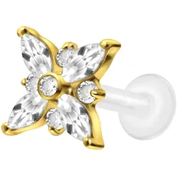 PTFE Labret mit Innengewinde + Titan-Aufsatz KRISTALLSTERN