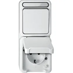 Schuko-Steckdose/Wechselschalter Aquastar Merten,polarweiß,Berührungsschutz,1Stück