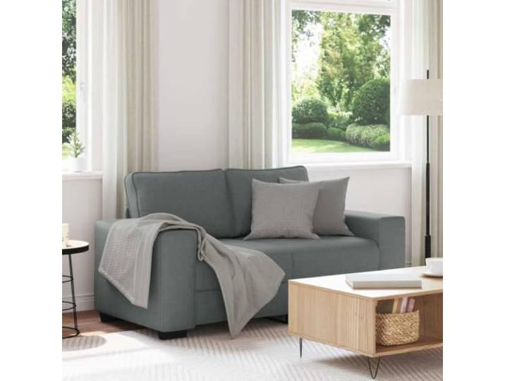 HEFZGDB 2-Sitzer Sofa Dunkelgrau 120 cm Stoff, Weiches Polyestergewebe mit Robustem Holz- und Metallgestell für Stabilität, Breite Armlehnen und Dicke Polsterung für Entspannung,