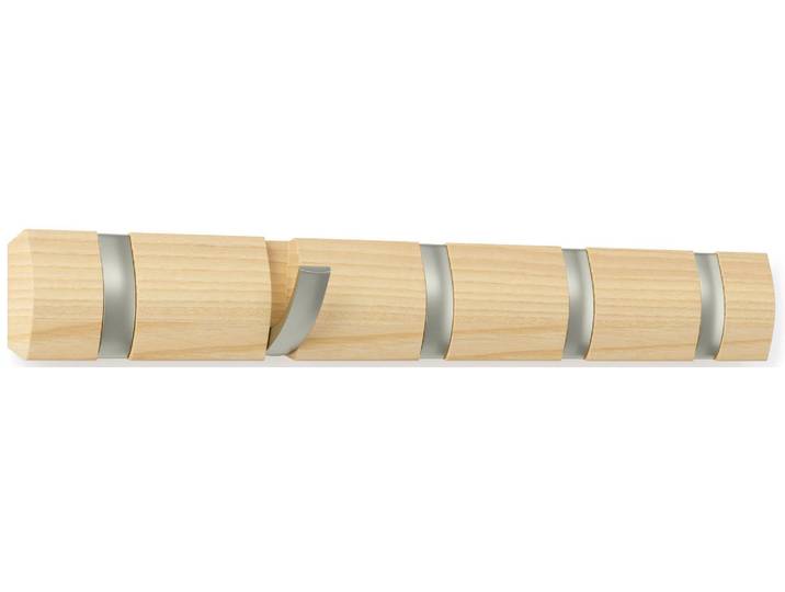 Garderobenleiste UMBRA Flip , beige (natur, silberfarben), B:51cm H:7cm T:3cm, Eisen, Garderobenhalter, Garderobenleiste, Herkunftsland Holz: China