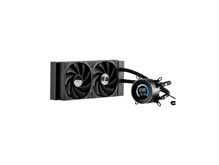VEVOR Refroidisseur Eau pour Processeur AIO\, Refroidisseur Liquide PC avec 2 Ventilateurs et Pompe PWN 120 mm\, Écran LCD 1\,8''\, 2200 tr/min\, Compatible avec Intel 115X/1366/2011/1700/1200\, AMD AM4/AM5