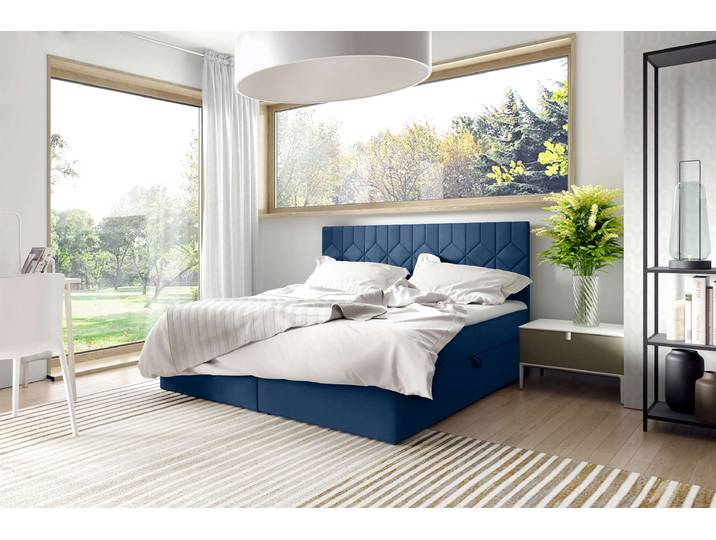 Lucia Boxspringbett 140x200 cm Strukturstoff INARI Dunkelblau