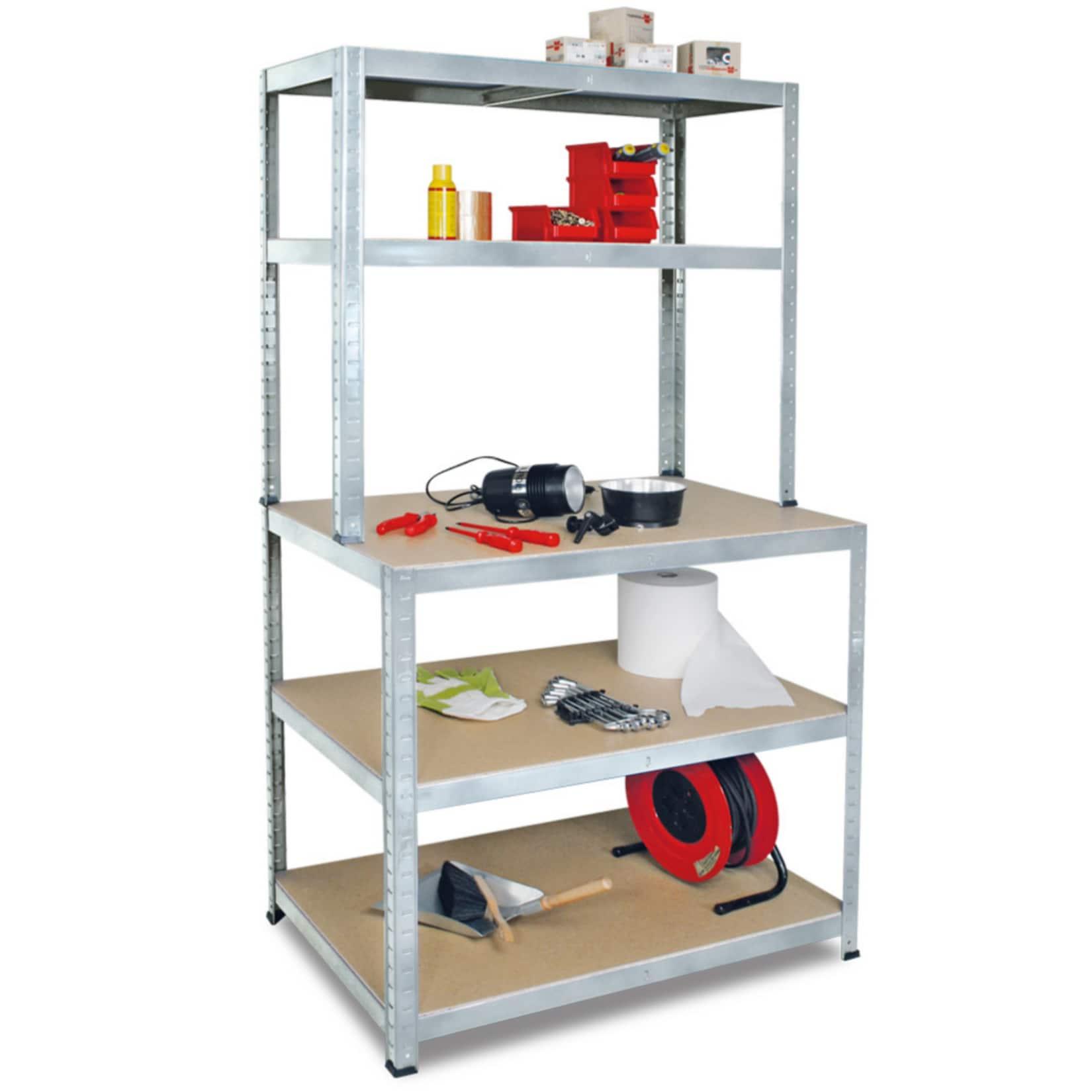 BRB 74222 Arbeits- und Packtisch, verzinkt - 90 x 180 x 40/60 cm