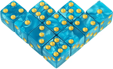 Inspire Curations 16mm Marble Acrylic D6 Dice Set For RPG, Board Games & Math Learning sky Blue