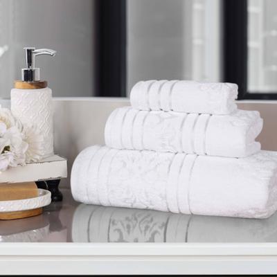 Superior Sadie Zero Twist Cotton Floral Jacquard 3 Piece Towel Set