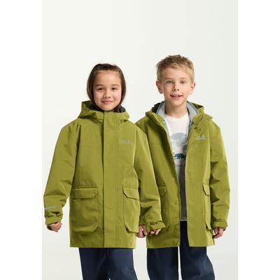 3-in-1-Funktionsjacke JACK WOLFSKIN "3IN1 CANVEY KIDS", Kinder, Gr. 176, grün (khakigrün), Obermaterial: 100% Polyester. Futter: 100% Polyester, Jacken, für Kinder, mit Kapuze, wasserdicht, winddicht, wärmend, atmungsaktiv