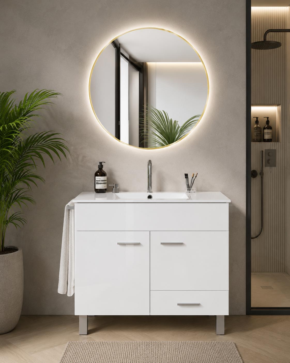 ORIGEN BATH SAMOS Badmöbel mit Waschbecken 60x35 cm, Weiß