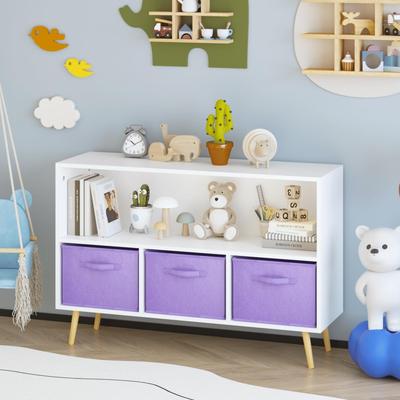 Kodotan sofa Kids bookcase with Collapsible Fabric Drawers, Children's Book Display, Toy Storage Cabinet Organizer