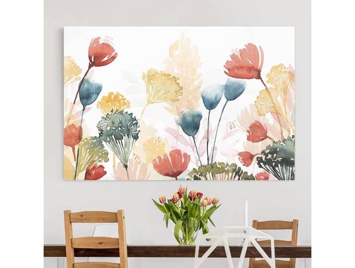 Impression sur toile Fleurs d’été VII Lin Multicolore 90cm