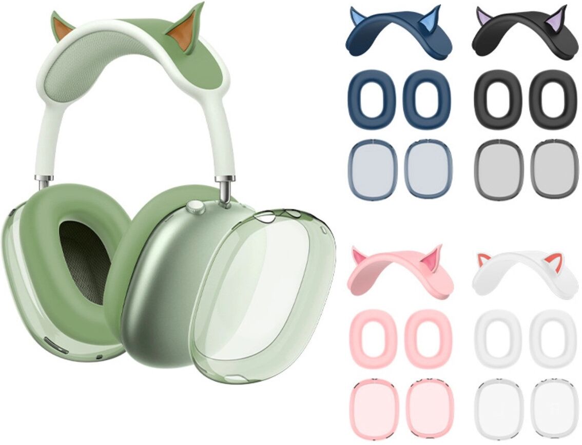 INF Kopfbügel- und Ohrmuschel-Schutz 3-teilig – Silikon + TPU, stoßabsorbierend, waschbar – kompatibel mit AirPods Max 1/2 Weiß