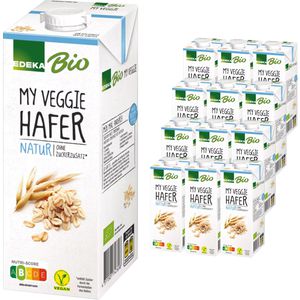Edeka Haferdrink aus europäischem Hafer, My Veggie Natur, BIO, Ohne Zuckerzusatz, je 1 Liter, 12 Stück