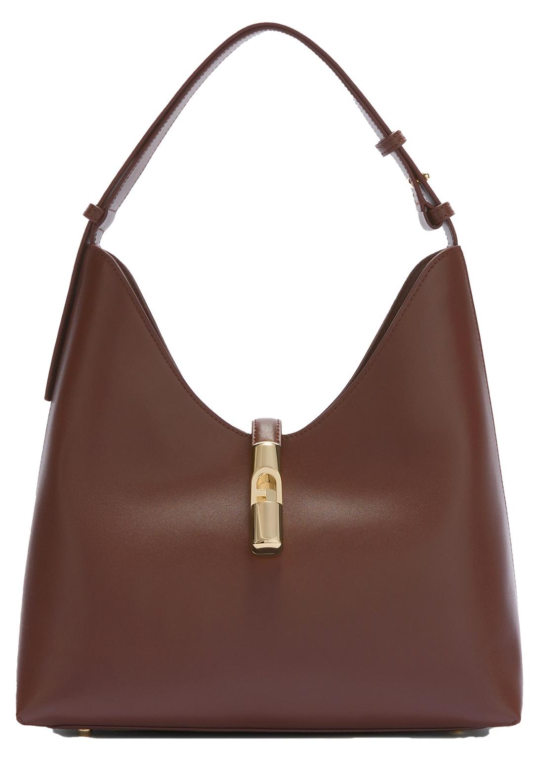 Damenhandtasche, Umhängetasche, Modell Lumina Chic, aus echtem, gerüschtem Leder, elegant und vielseitig