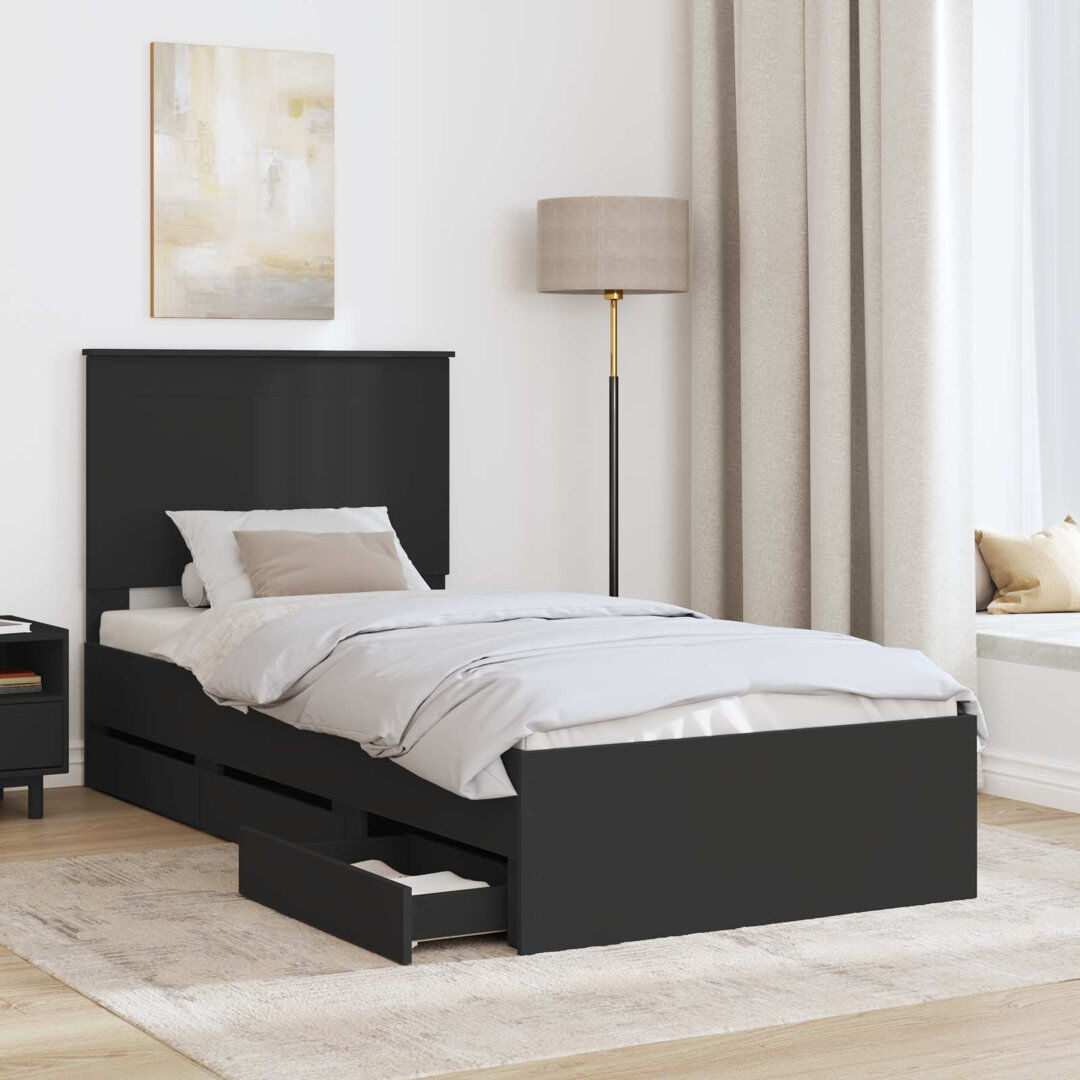 Ebern Designs Bed Frame Black Small Single (2'6)